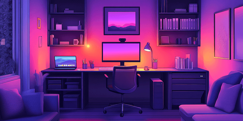 Small home office with ergonomic tools