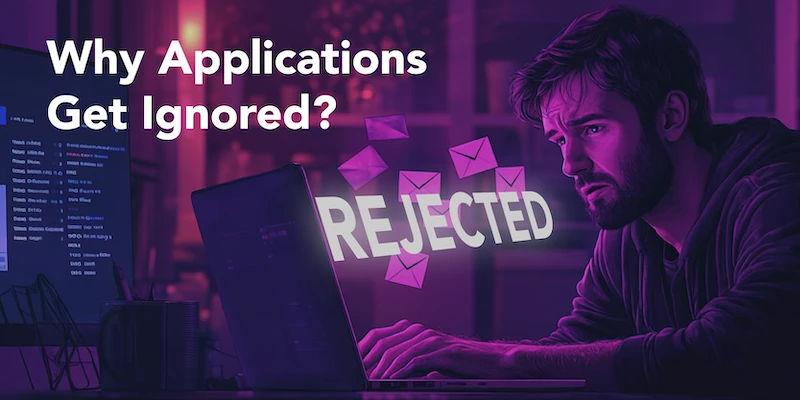 Infographic showing reasons applications get ignored and steps for ATS optimization.