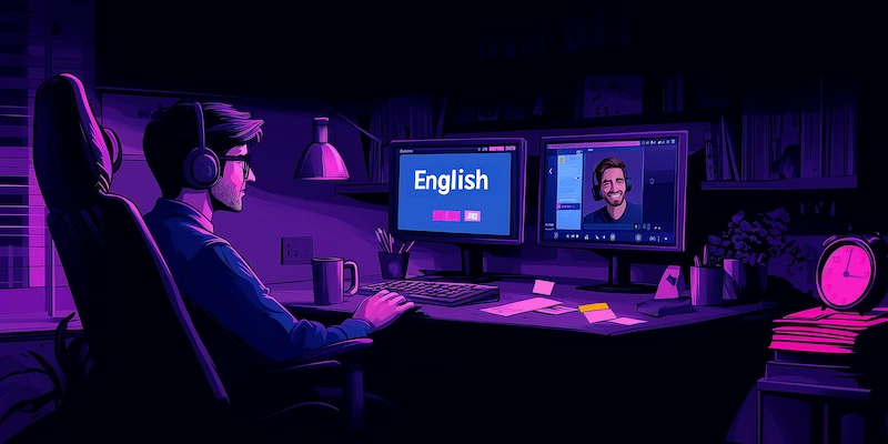 A virtual assistant improving English skills through online courses and real-time conversation practice