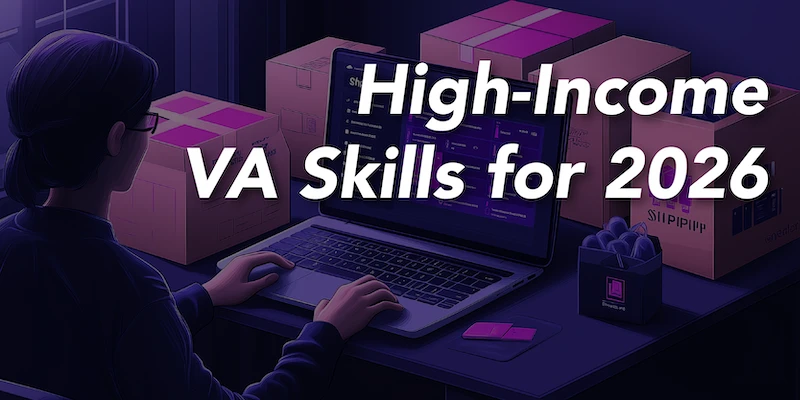 Infographic showing the top high-income skills for virtual assistants.