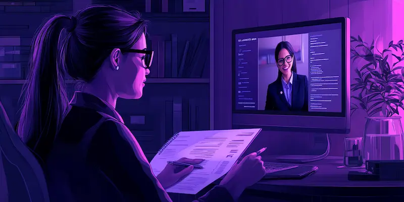 Bilingual Latin American Virtual Legal Assistant collaborating with a U.S. attorney during a remote video meeting to discuss legal priorities and ethical client support.