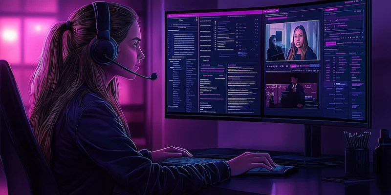 New legal assistant confidently managing client communication and legal workflows in a professional remote work environment.