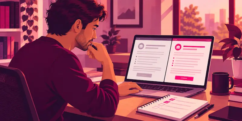 Remote professional carefully evaluating job opportunities to find a stable, long-term fit.