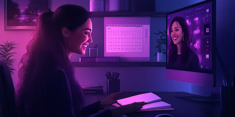 Virtual assistant carefully reviewing a written message before sending it to a client.
