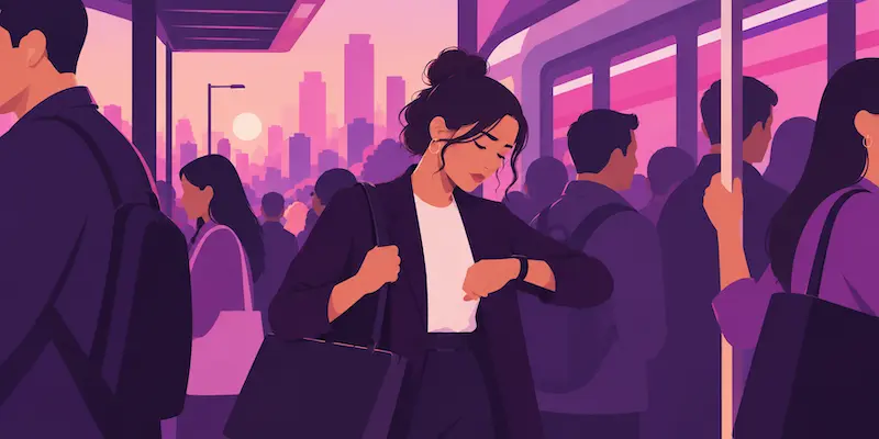 Professional commuting to a traditional office job during a crowded morning rush hour.